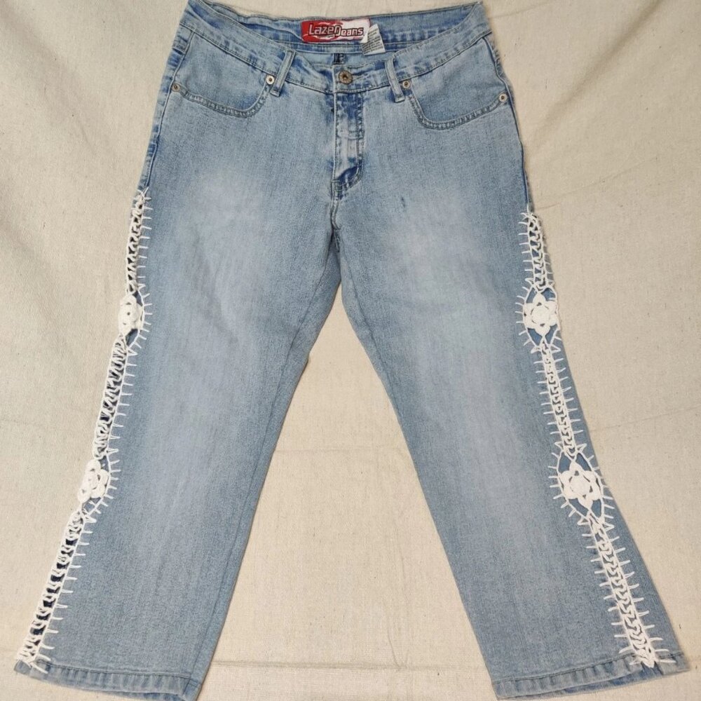 Lazer Jeans Size 3 Junior Jeans Crochet Lace on Sides Vintage